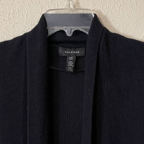 Halogen Cashmere Ribbed Black Vest, One Size - Picture 2 of 5